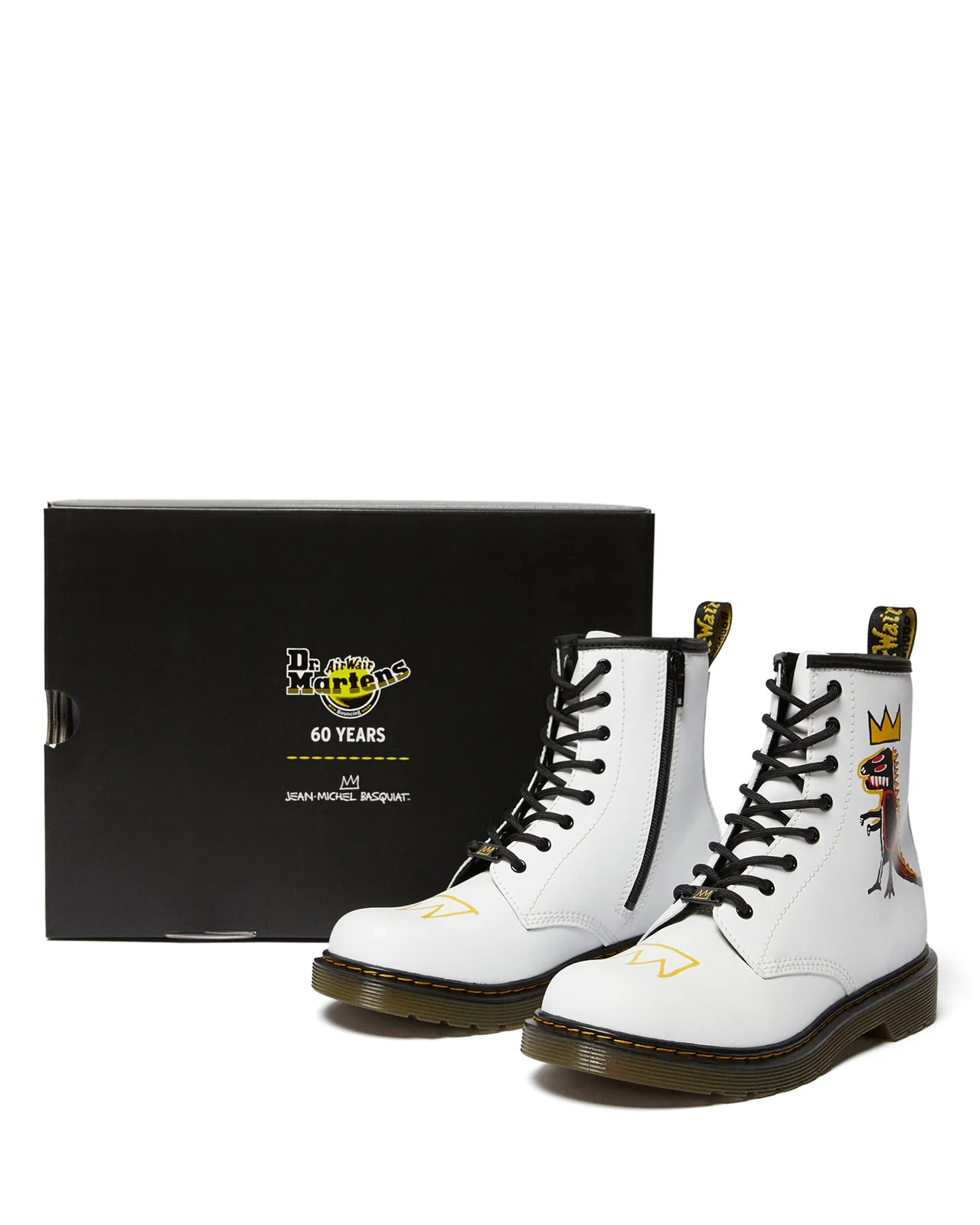 1460 J Basquiat Kid’S White Hydro Leather Lace Up Boot - Image 3