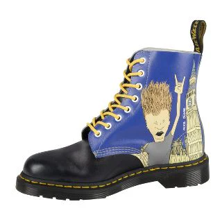 1460 Pascal Beavis & Butthead Black/Blue London Print Lace Up Boot - Image 2