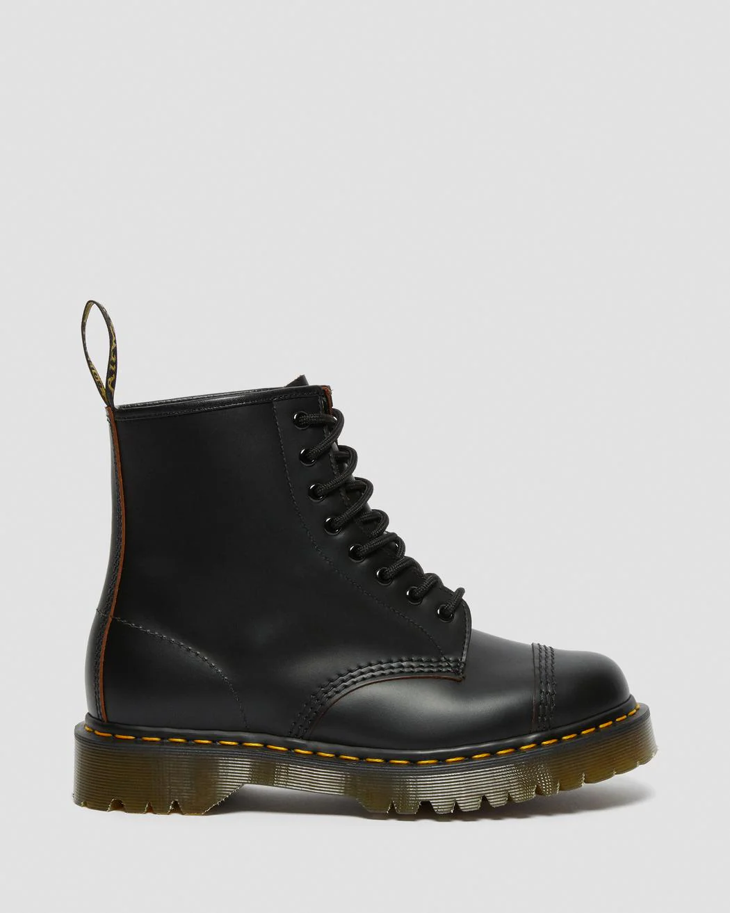 1460 Bex Made In England Black Vintage Smooth Toe Cap Lace Up Boot - Image 3