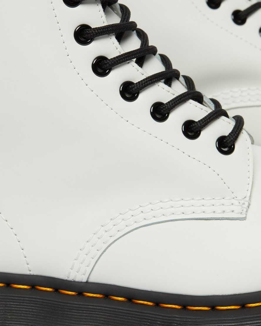 1460 Bex White Smooth Leather Lace Up Boots - Image 7