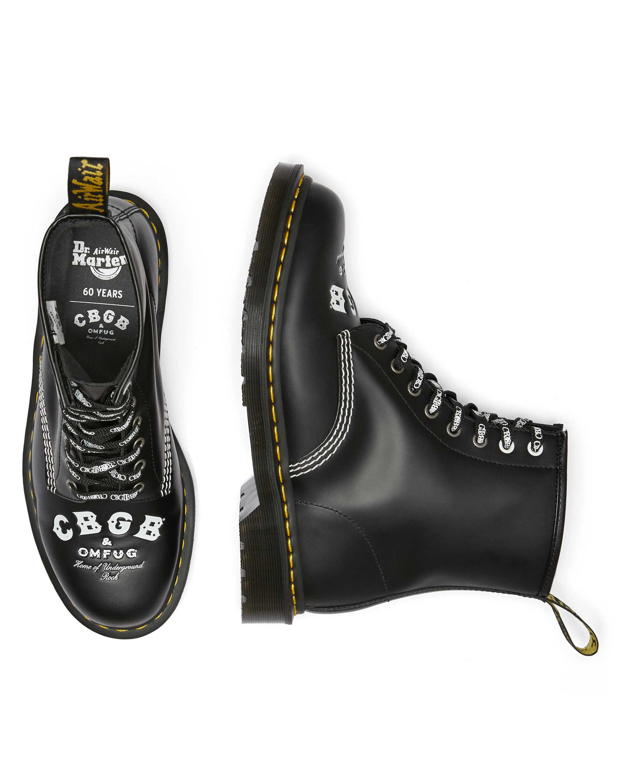 1460 Cbgb X Omfug Black Smooth Leather Lace Up Boot - Image 6