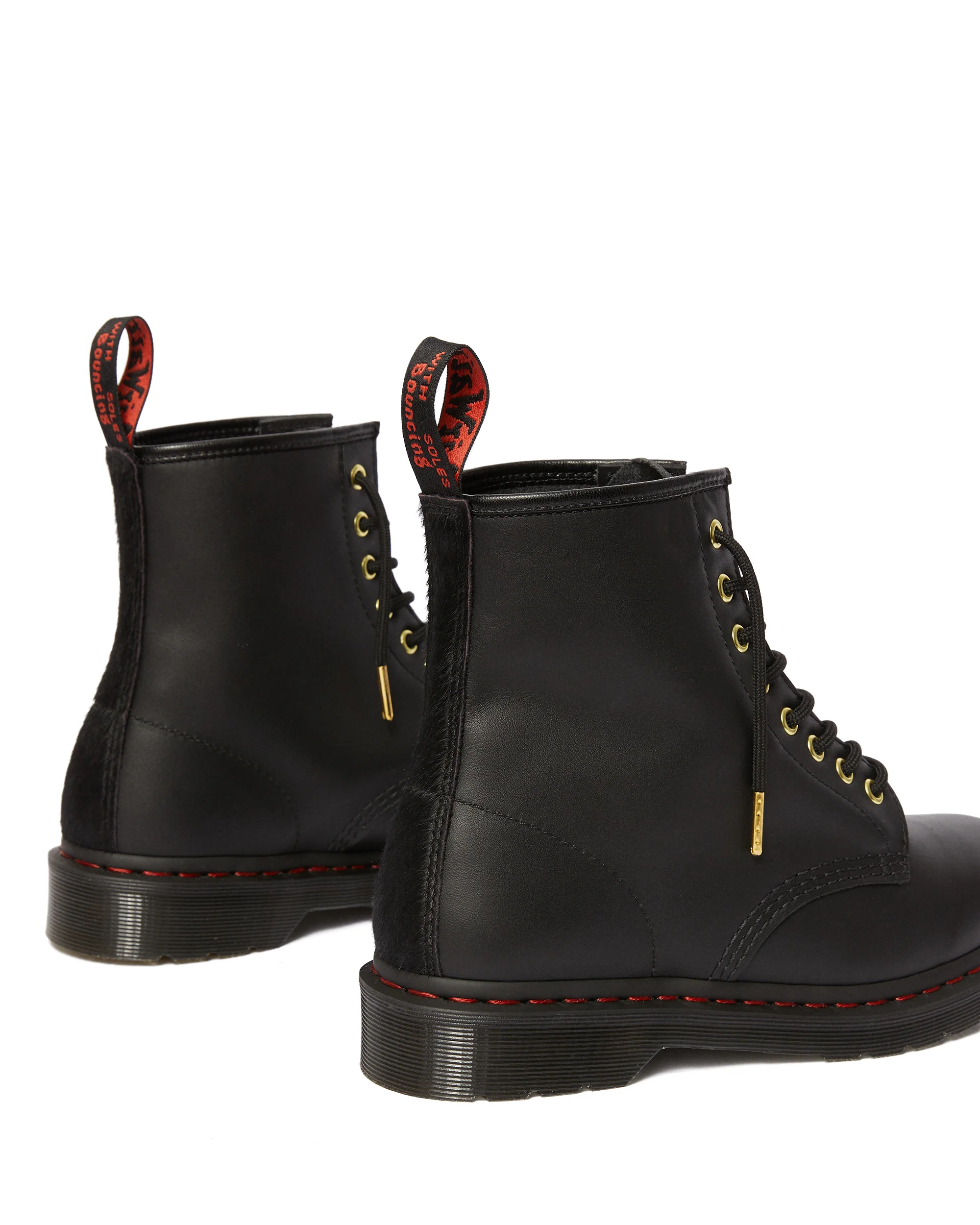 1460 Cny Black Nappa+Hair On Horsey Leather Lace Up Boot - Image 4