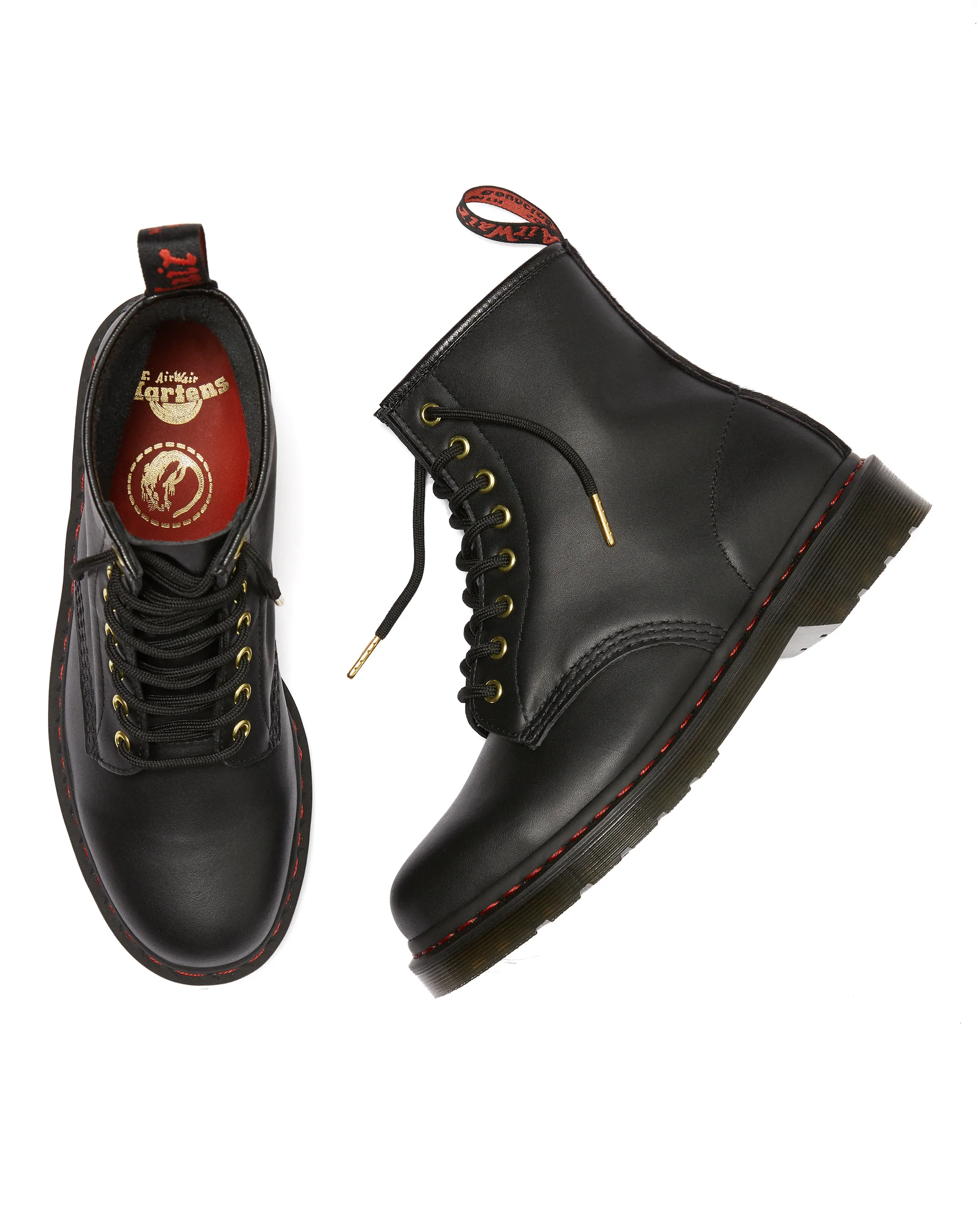 1460 Cny Black Nappa+Hair On Horsey Leather Lace Up Boot - Image 8