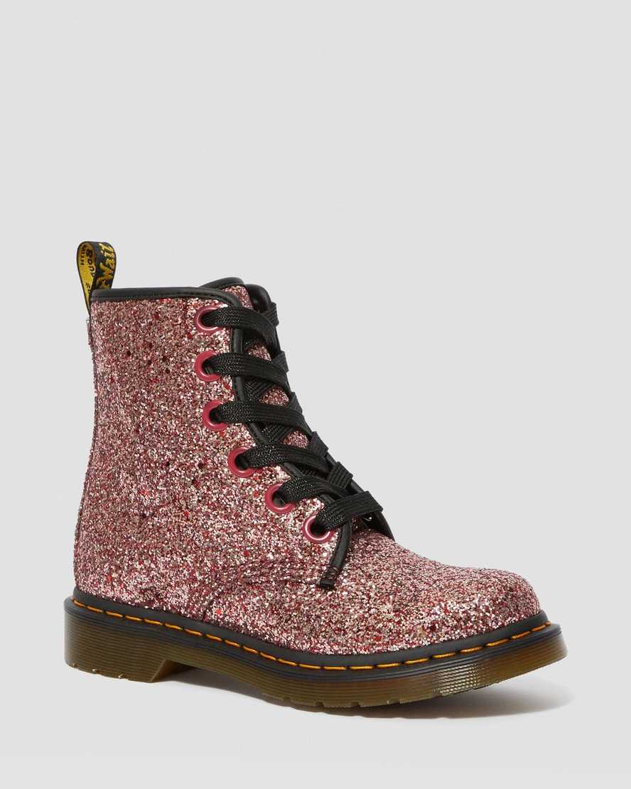 1460 Farrah Pale Pink Chunky Glitter Lace Up Boot