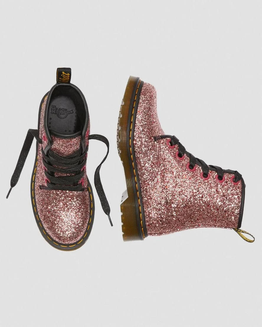 1460 Farrah Pale Pink Chunky Glitter Lace Up Boot - Image 3