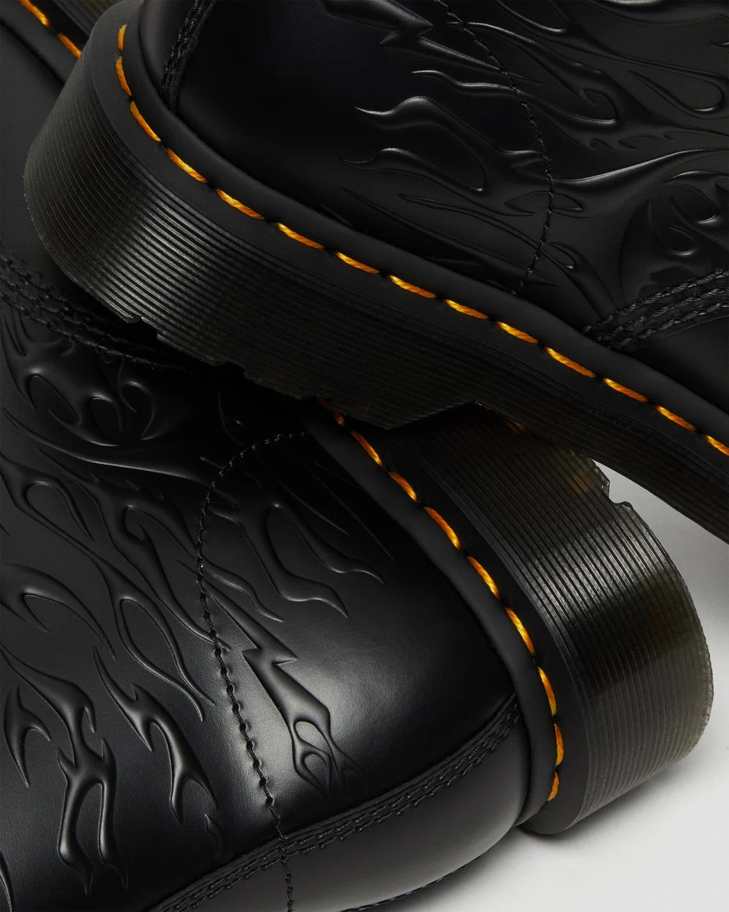 1460 Flames Black Polished Smooth Leather Lace Up Boot - Image 6