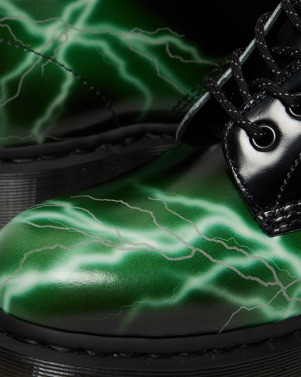 1460 Flash Black+Green Smooth Leather Lace Up Boot - Image 5