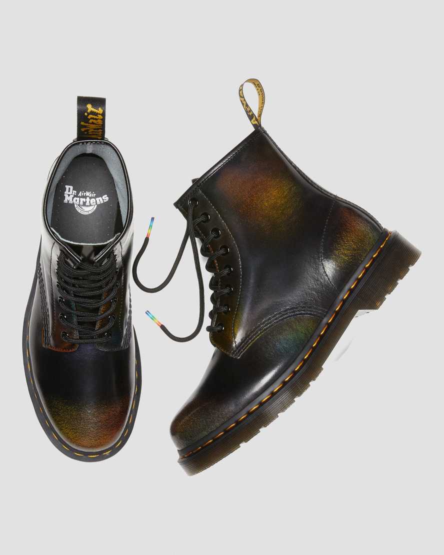 1460 Black+Multi Rainbow Rub Off Leather Lace Up Boot - Image 4