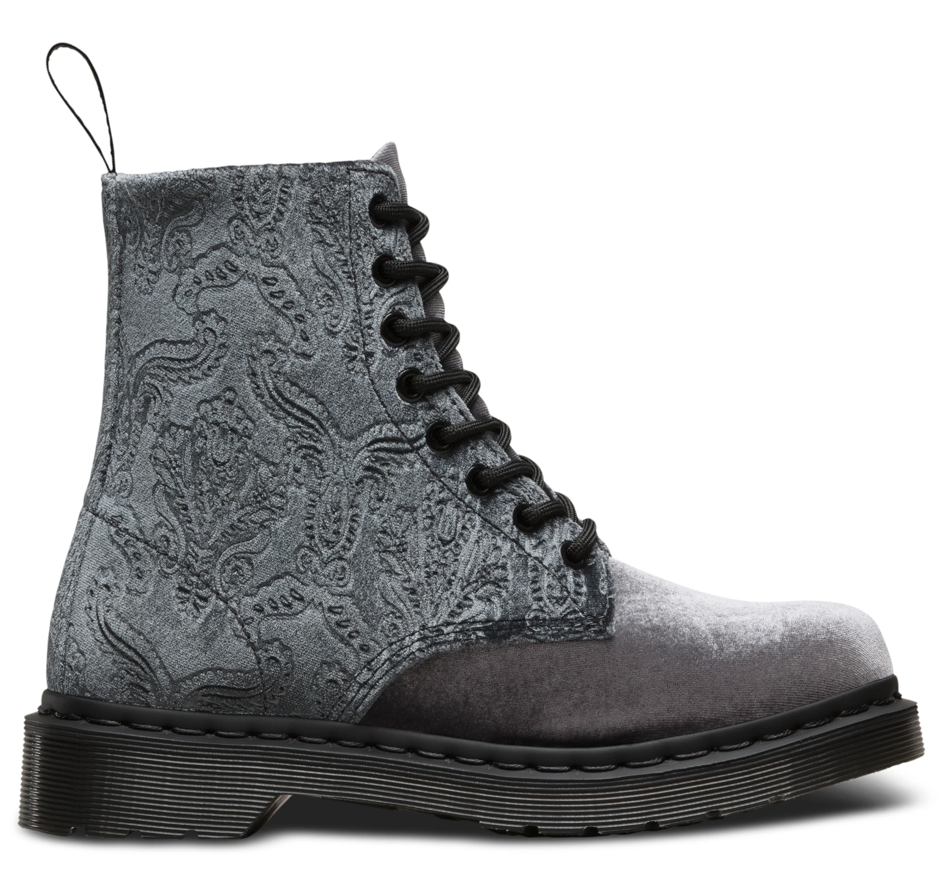 1460 Grey Brocade Velvet Emboss Lace Up Boot - Image 5