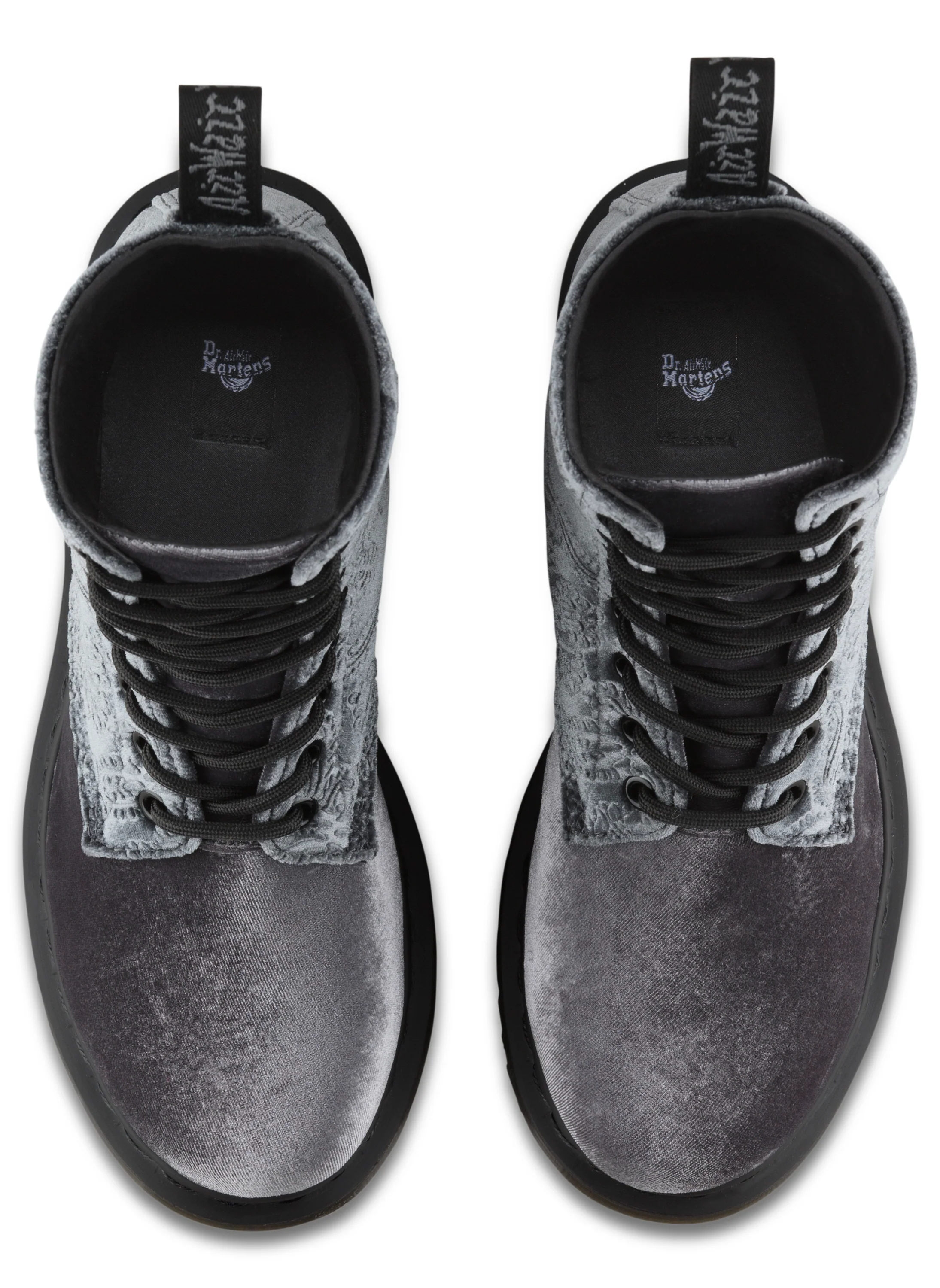 1460 Grey Brocade Velvet Emboss Lace Up Boot - Image 7