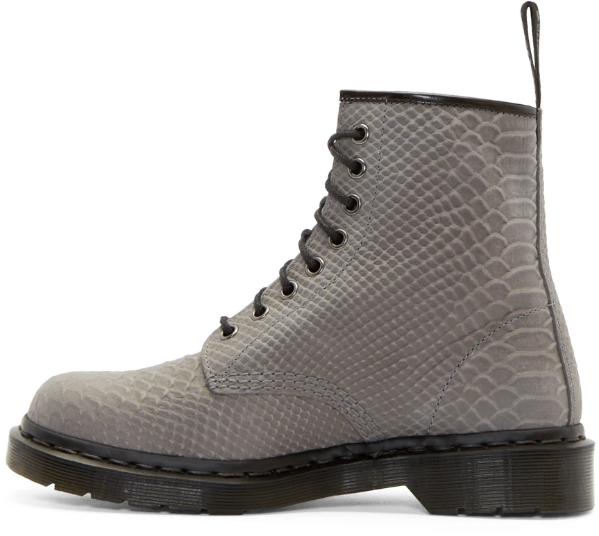 1460 Grey Python Emboss Leather Lace Up Boot - Image 3
