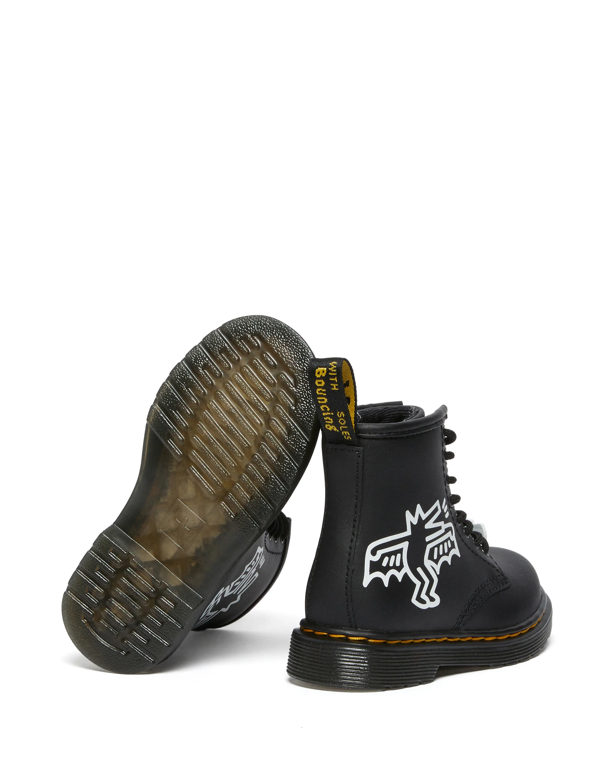 1460 Keith Haring Youth Black Hydro Leather Lace Up Boot - Image 6