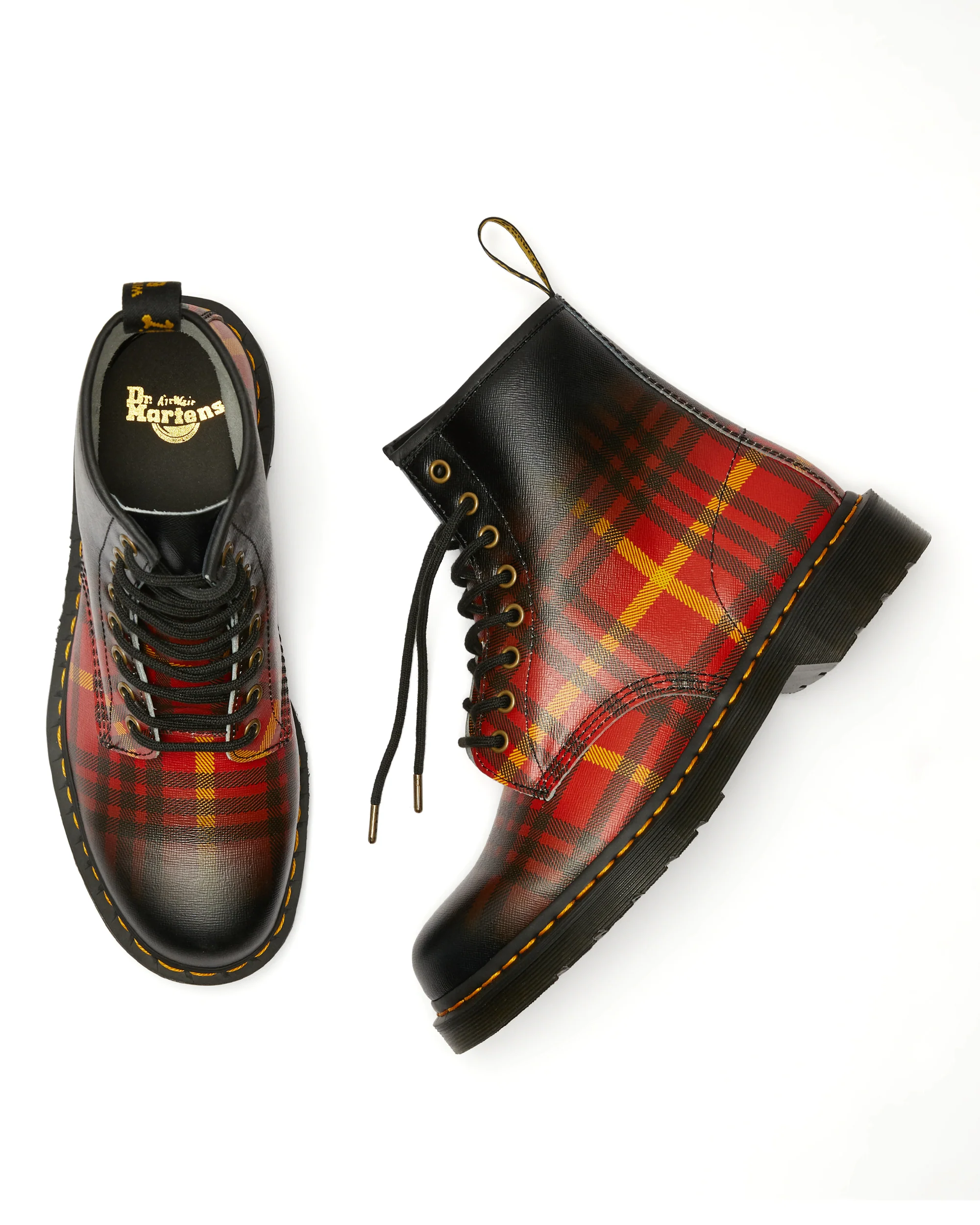 1460 Multi+Black Tartan Backhand Straw Grain Boots - Image 8