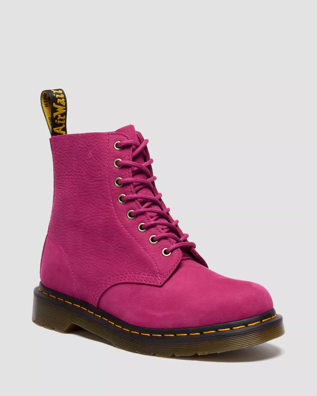 1460 Pascal Fuchsia Pink Suede Lace Up Boot - Image 2