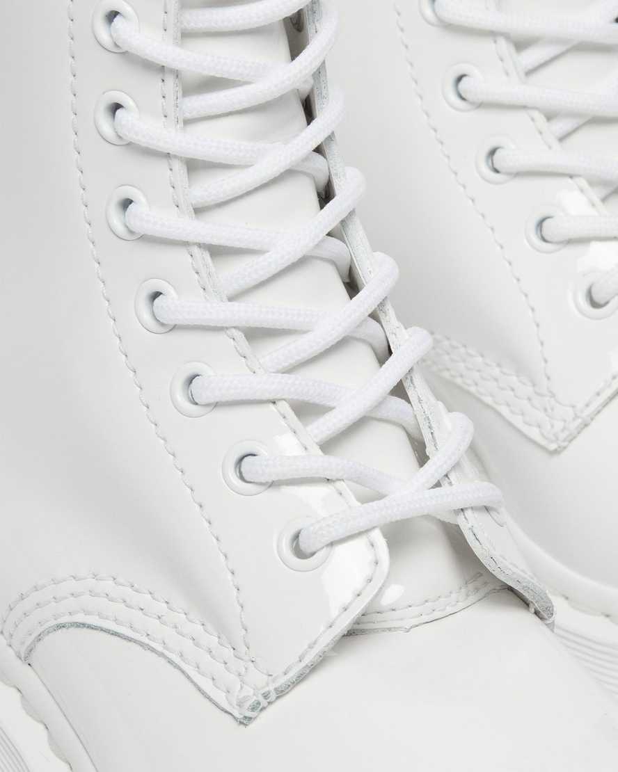 1460 Mono White Patent Leather Lace Up Boots - Image 2