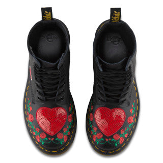1460 Pascal Hearts Black+Dms Softy T + Sequin Patch Boots - Image 5