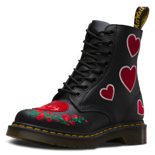 1460 Pascal Hearts Black+Dms Softy T + Sequin Patch Boots - Image 6