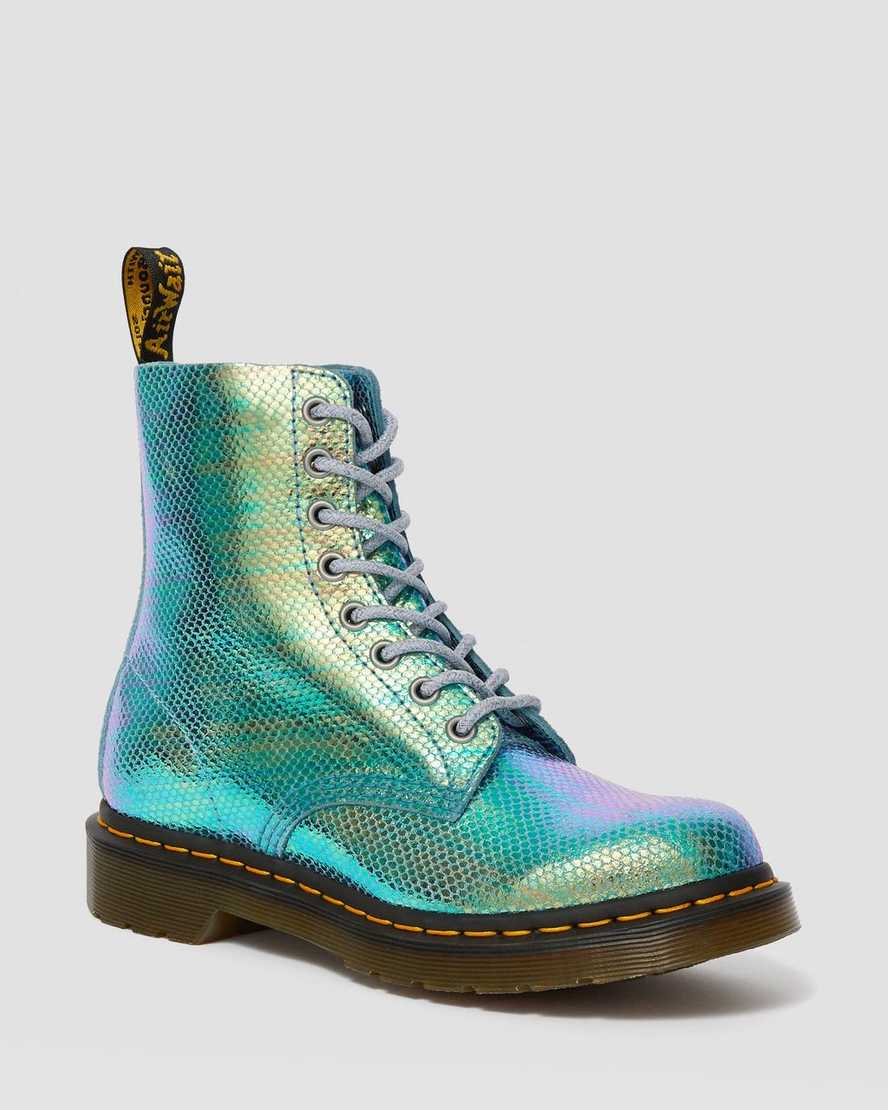 1460 Pascal Blue Iridescent Texture Boots - Image 3