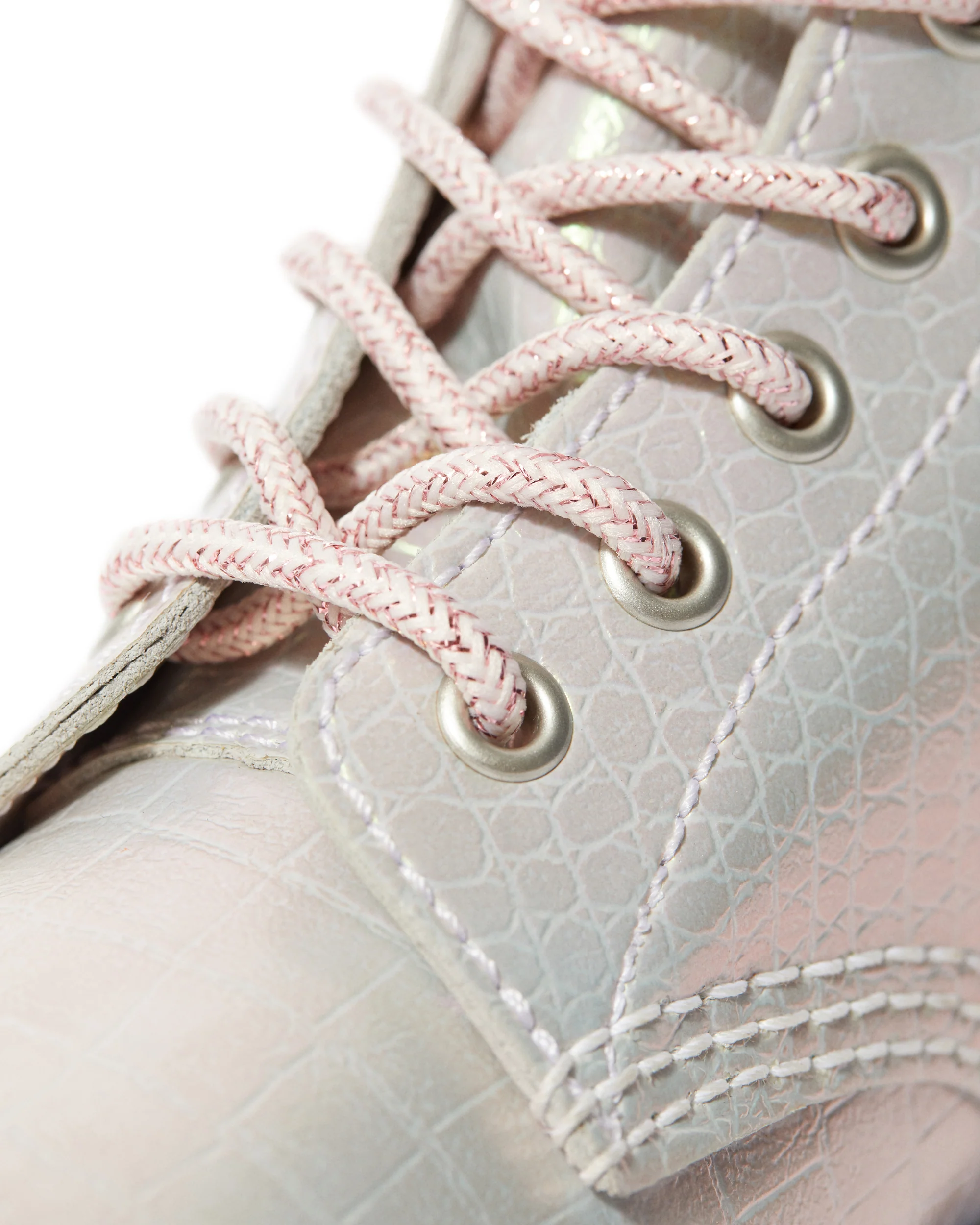 1460 Pascal Pink Iridescent Croc Leather Boots - Image 2