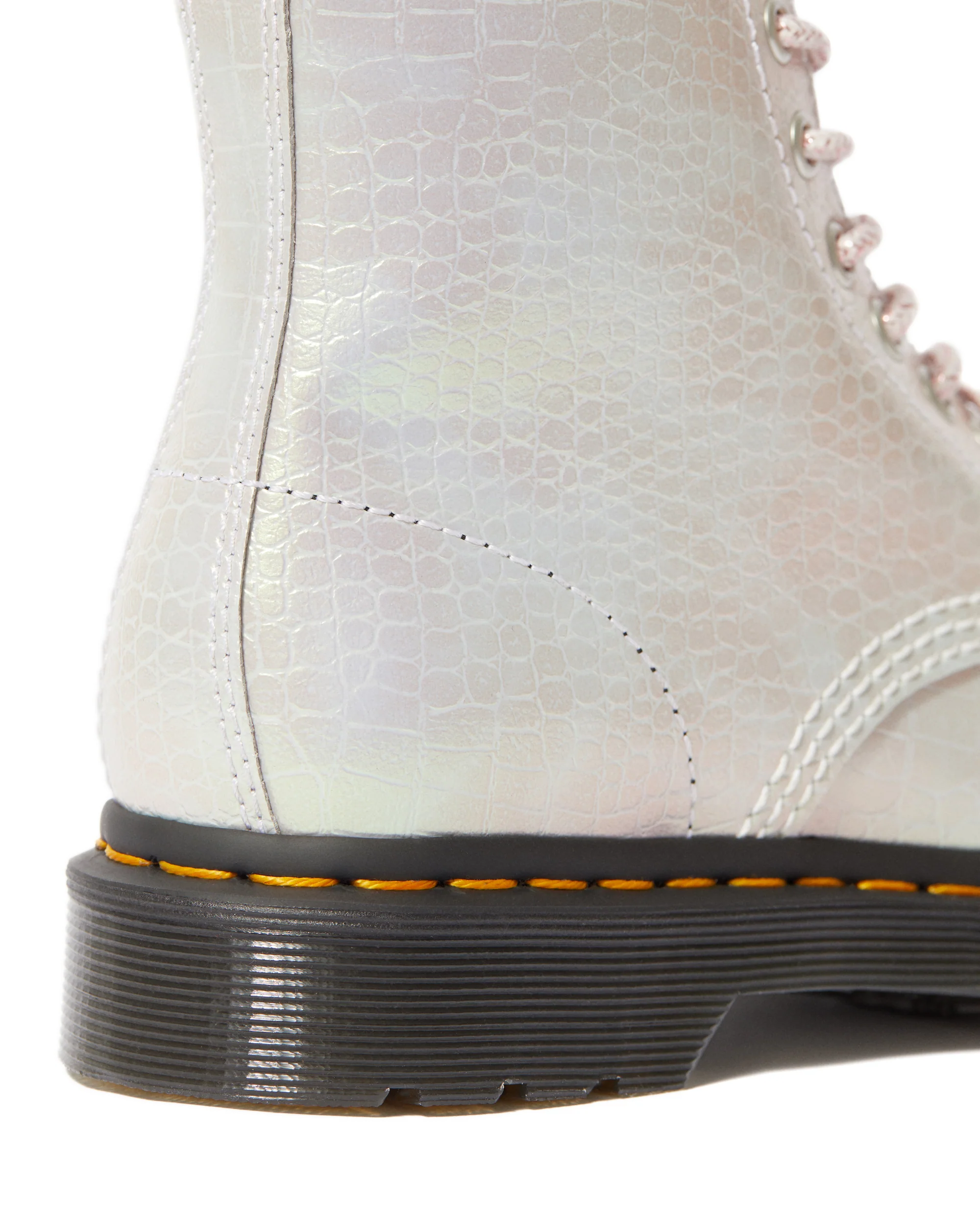 1460 Pascal Pink Iridescent Croc Leather Boots - Image 6