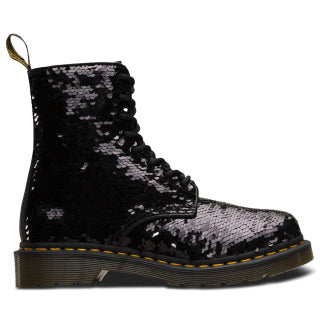 1460 Pascal Black+Silver Shift Sequins+Hydro Lace Up Boot - Image 2