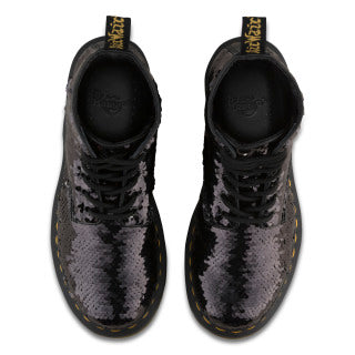 1460 Pascal Black+Silver Shift Sequins+Hydro Lace Up Boot - Image 4