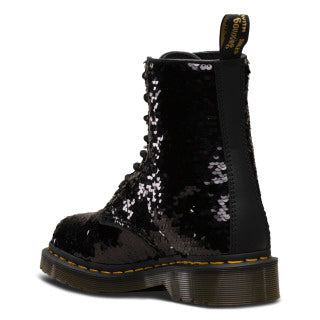 1460 Pascal Black+Silver Shift Sequins+Hydro Lace Up Boot - Image 6