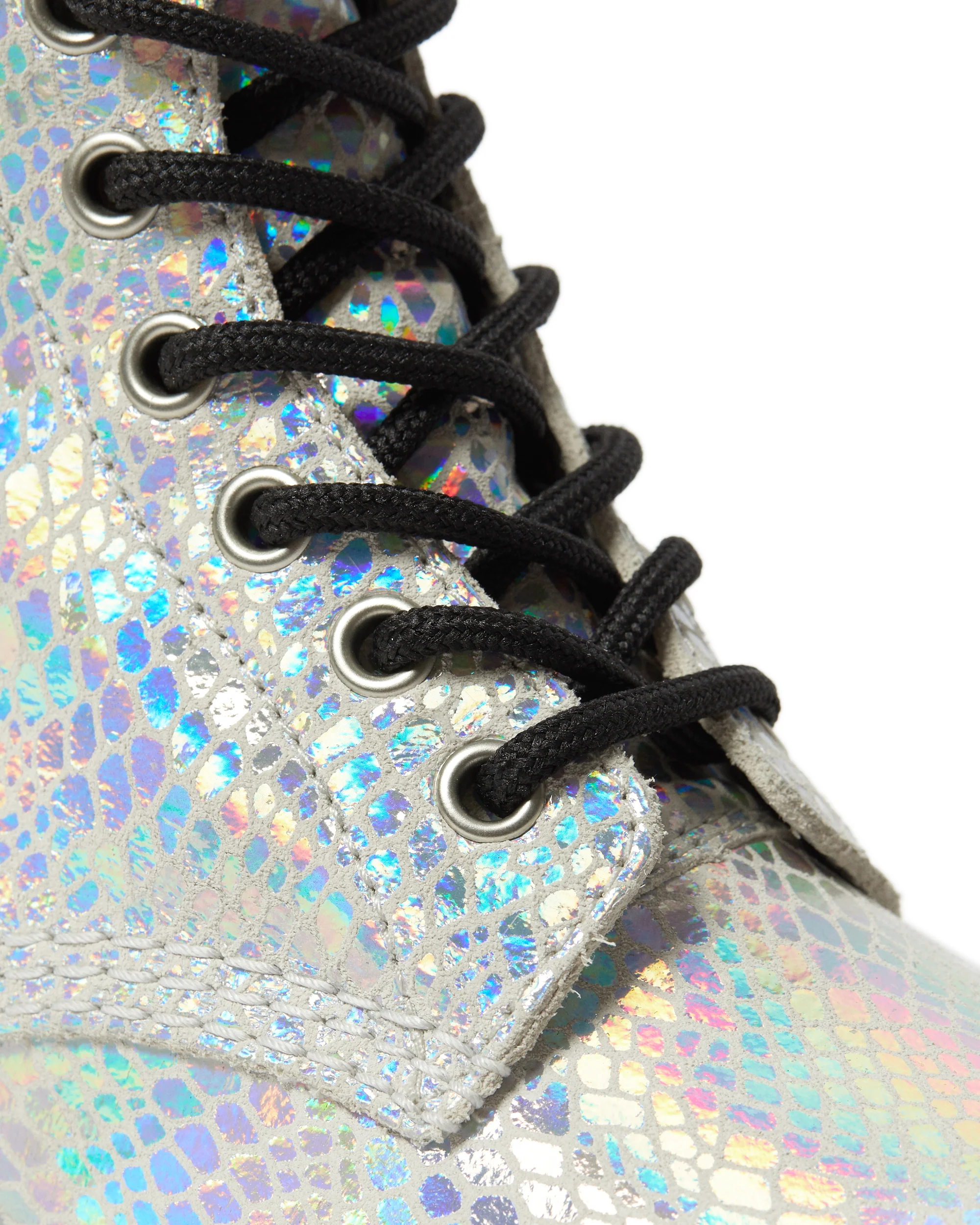 1460 Pascal White Snake Metallic Suede Boots - Image 2