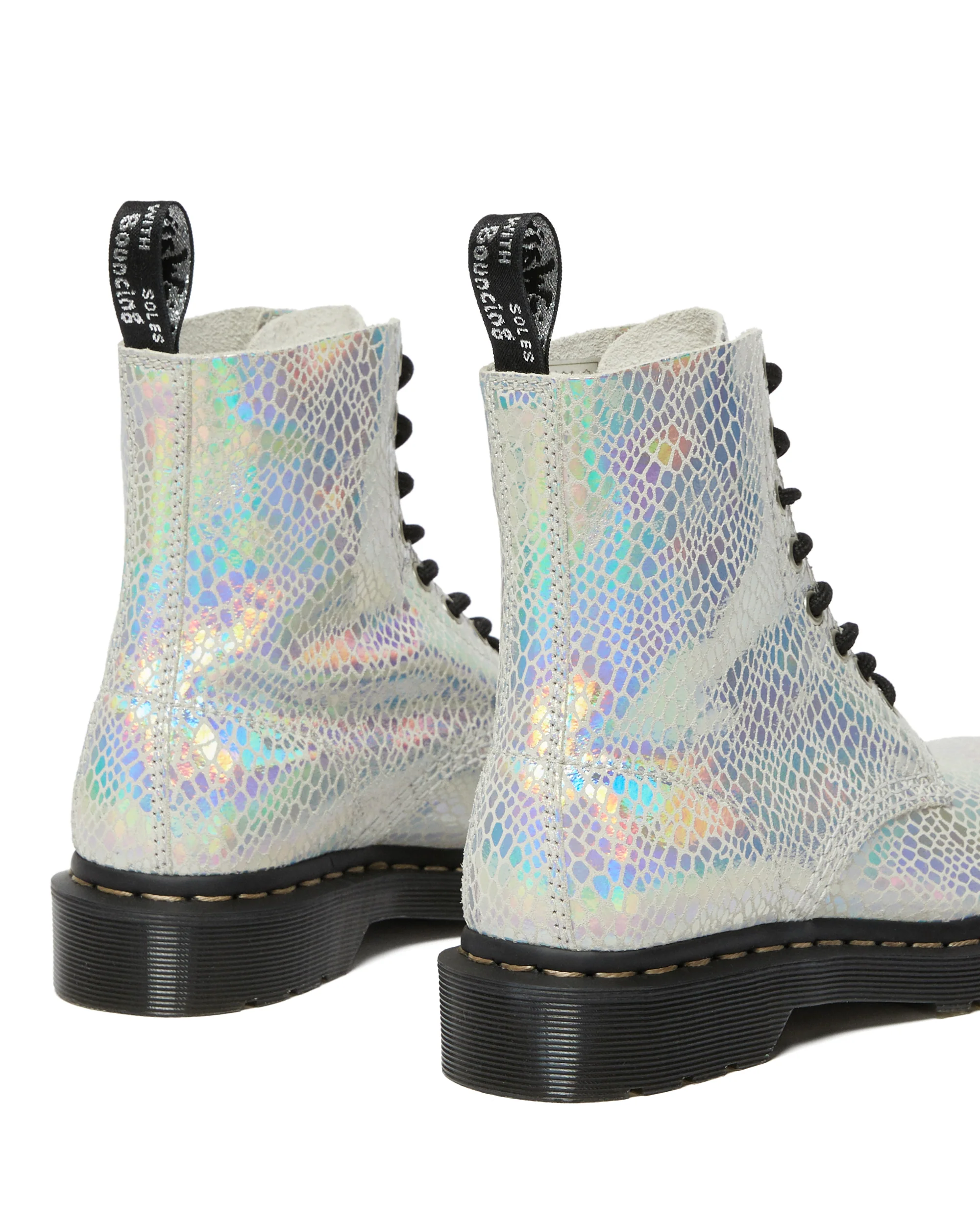 1460 Pascal White Snake Metallic Suede Boots - Image 4