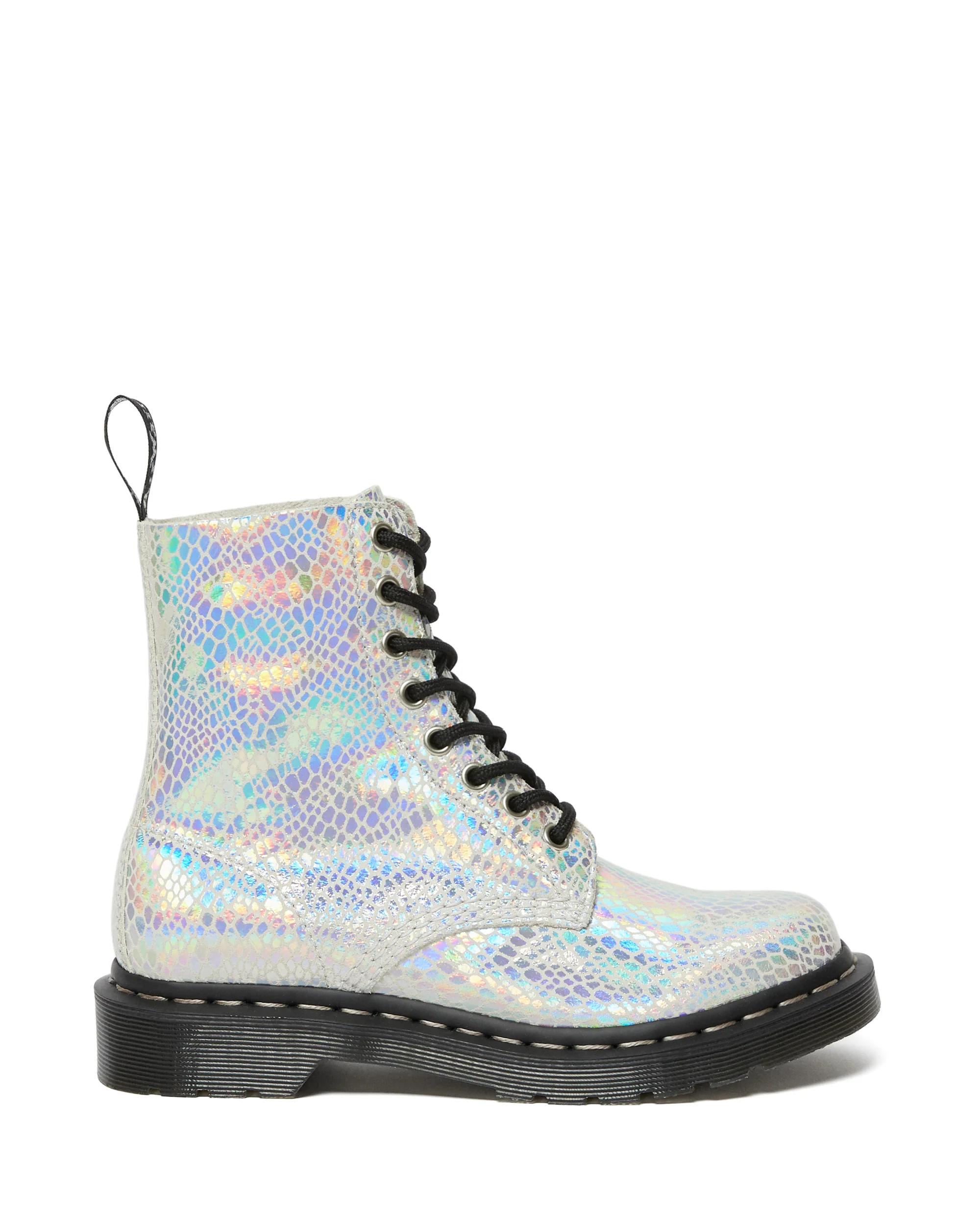 1460 Pascal White Snake Metallic Suede Boots - Image 5