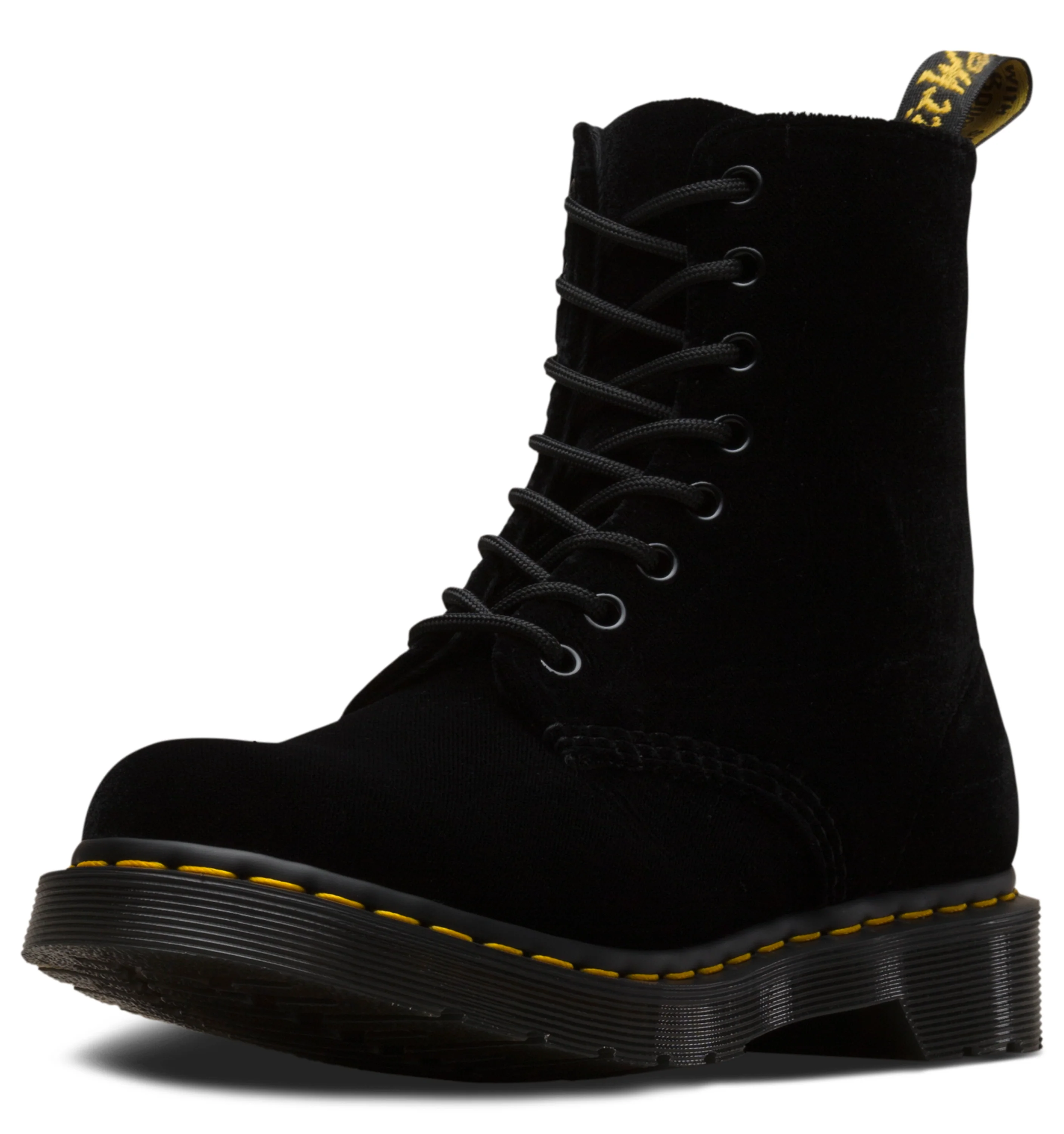 1460 Pascal Velvet Black Ze You Velvet Boots - Image 3