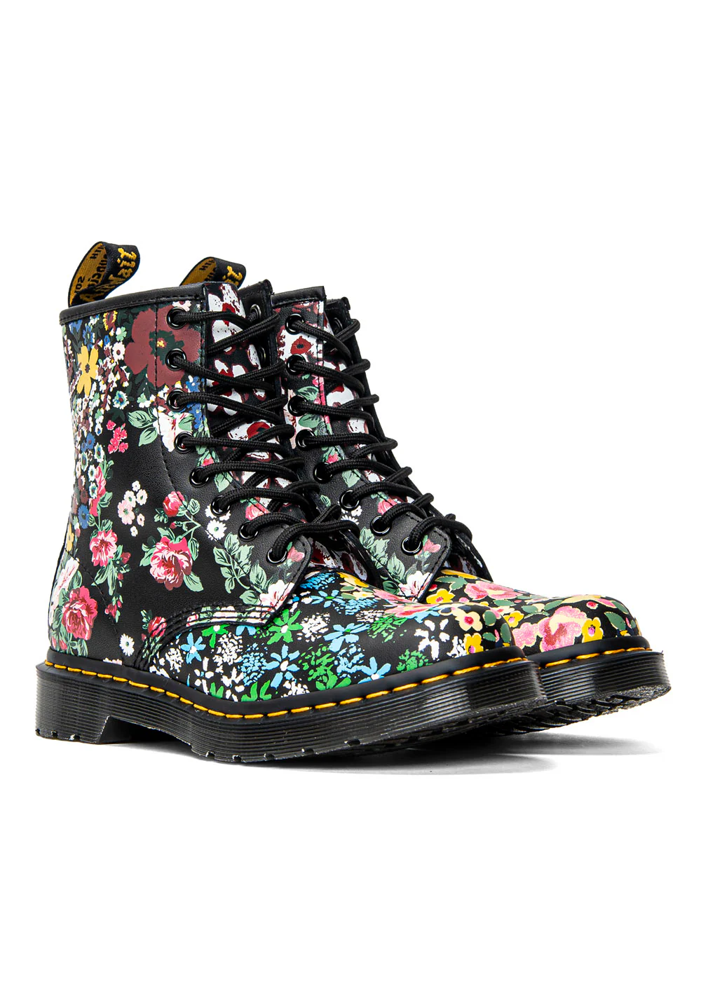1460 Pascal White + Black Floral Mash Up Boots
