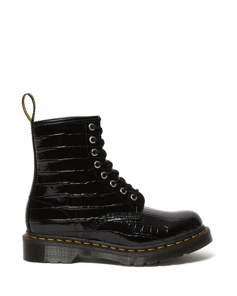 1460 Patent Crocodile Print Boots - Image 2