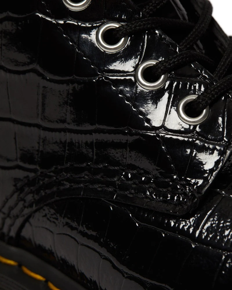 1460 Patent Crocodile Print Boots - Image 3