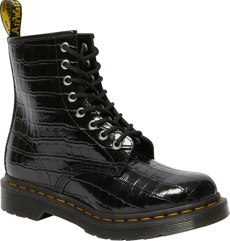 1460 Patent Crocodile Print Boots - Image 4