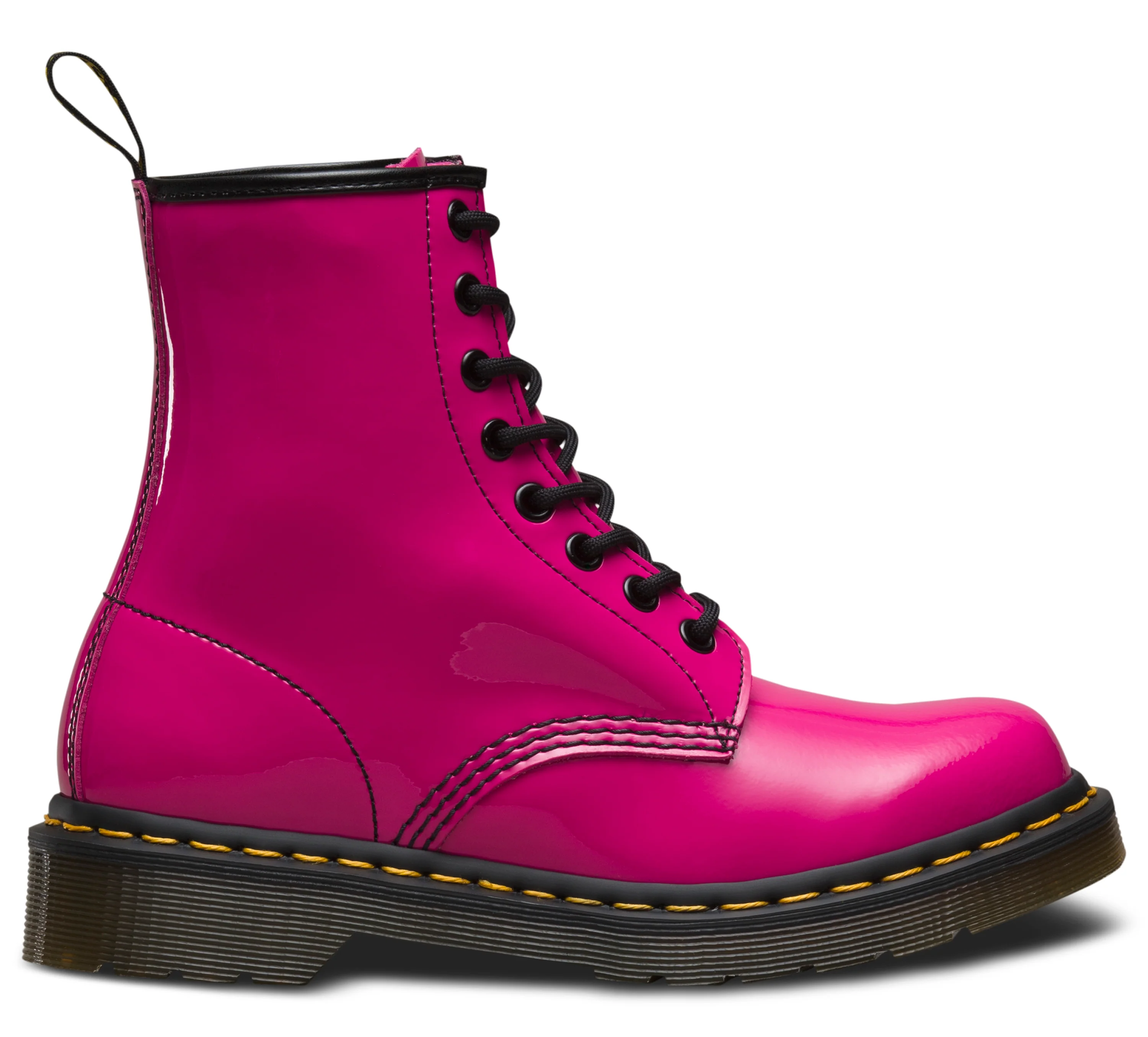 1460 Hot Pink Patent Leather Lace Up Boot - Image 5