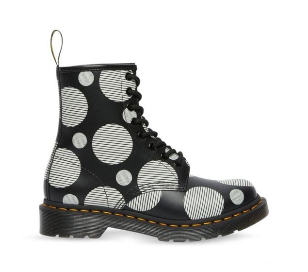 1460 Black+White Polka Dot Smooth Lace Up Boot