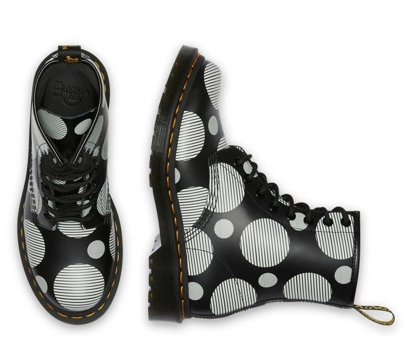 1460 Black+White Polka Dot Smooth Lace Up Boot - Image 3