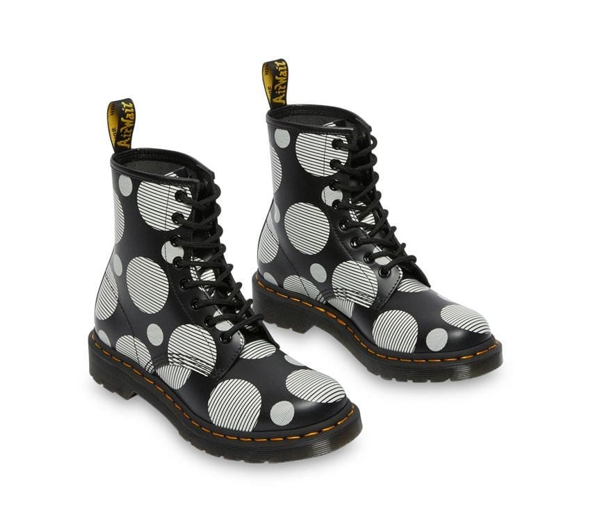 1460 Black+White Polka Dot Smooth Lace Up Boot - Image 4