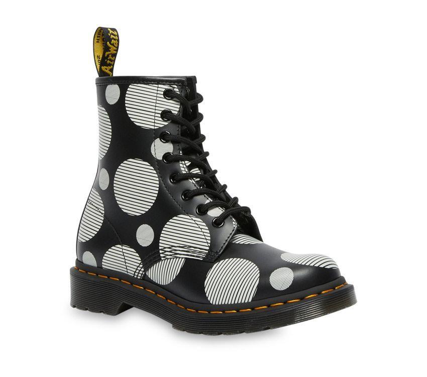 1460 Black+White Polka Dot Smooth Lace Up Boot - Image 5