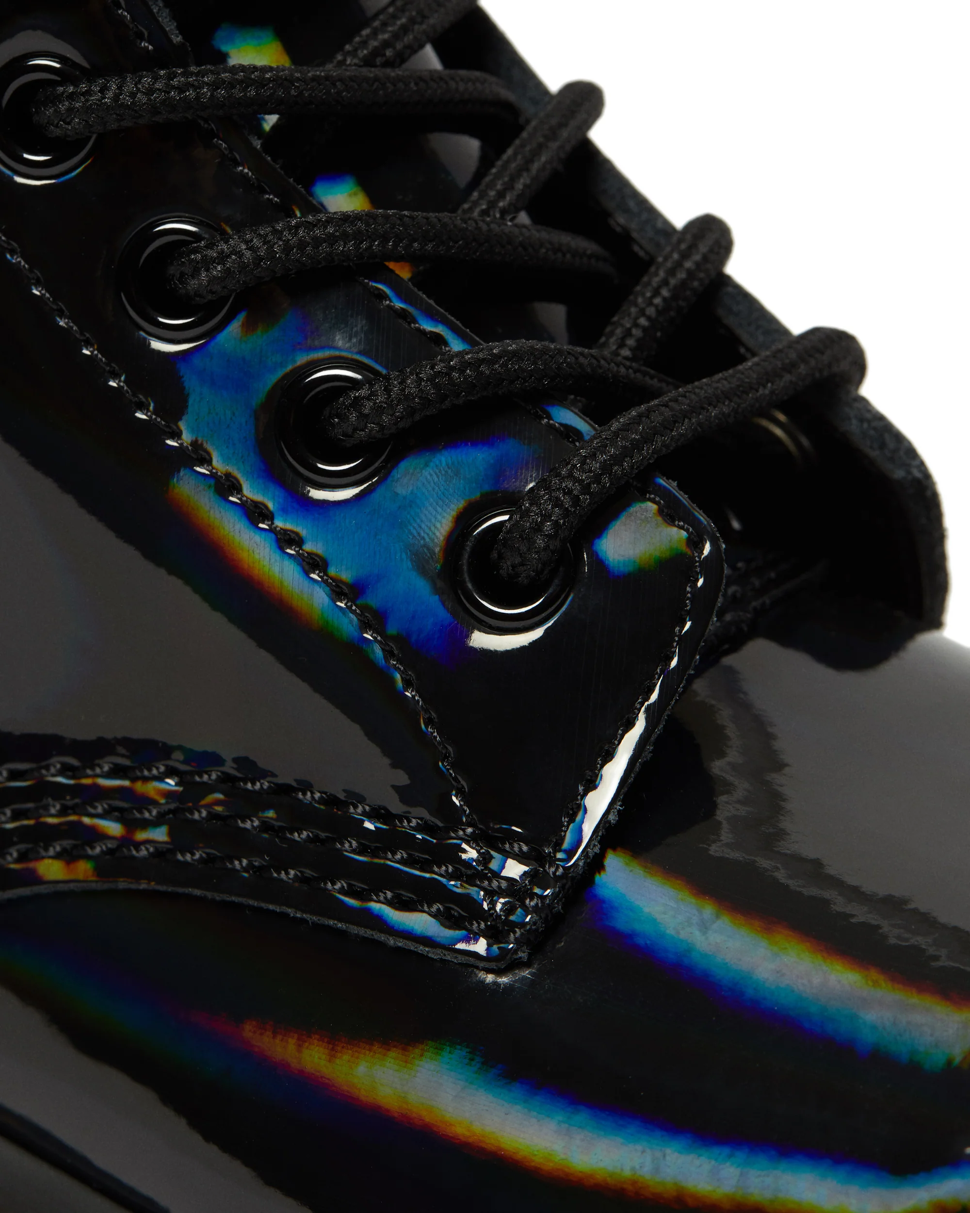 1460 Yellow Stitch Black Rainbow Patent Boots - Image 2