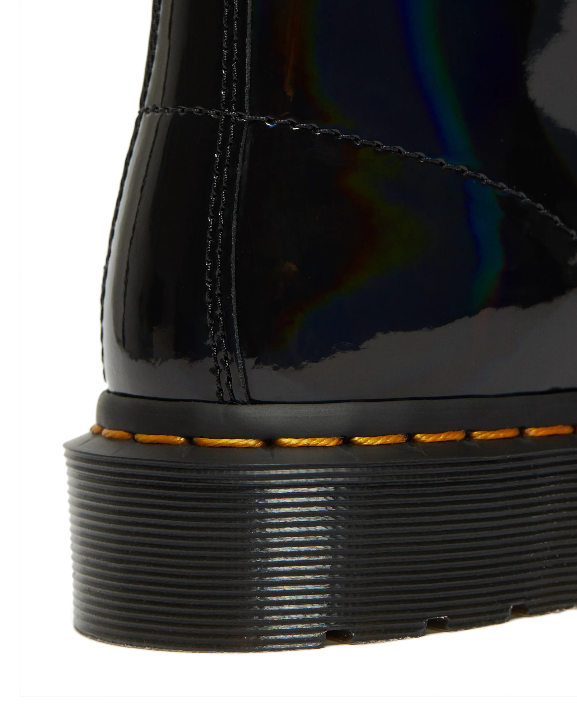 1460 Yellow Stitch Black Rainbow Patent Boots - Image 6