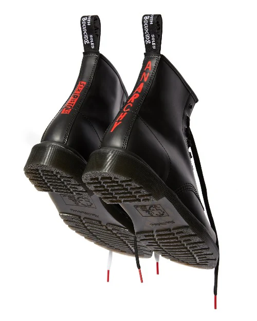 1460 Sex Pistols Black Rolled Smooth Boots - Image 3
