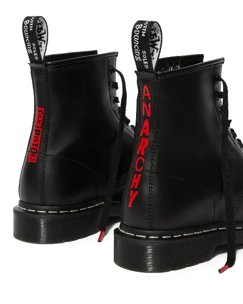 1460 Sex Pistols Black Rolled Smooth Boots - Image 4