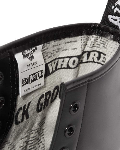 1460 Sex Pistols Black Rolled Smooth Boots - Image 5