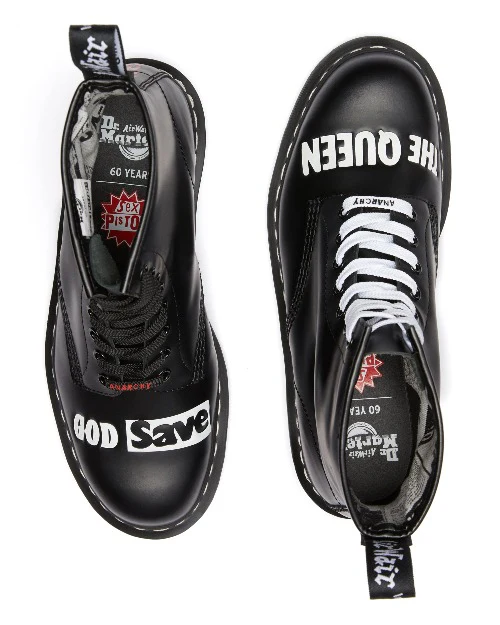 1460 Sex Pistols Black Rolled Smooth Boots - Image 6