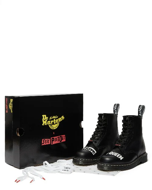 1460 Sex Pistols Black Rolled Smooth Boots - Image 7