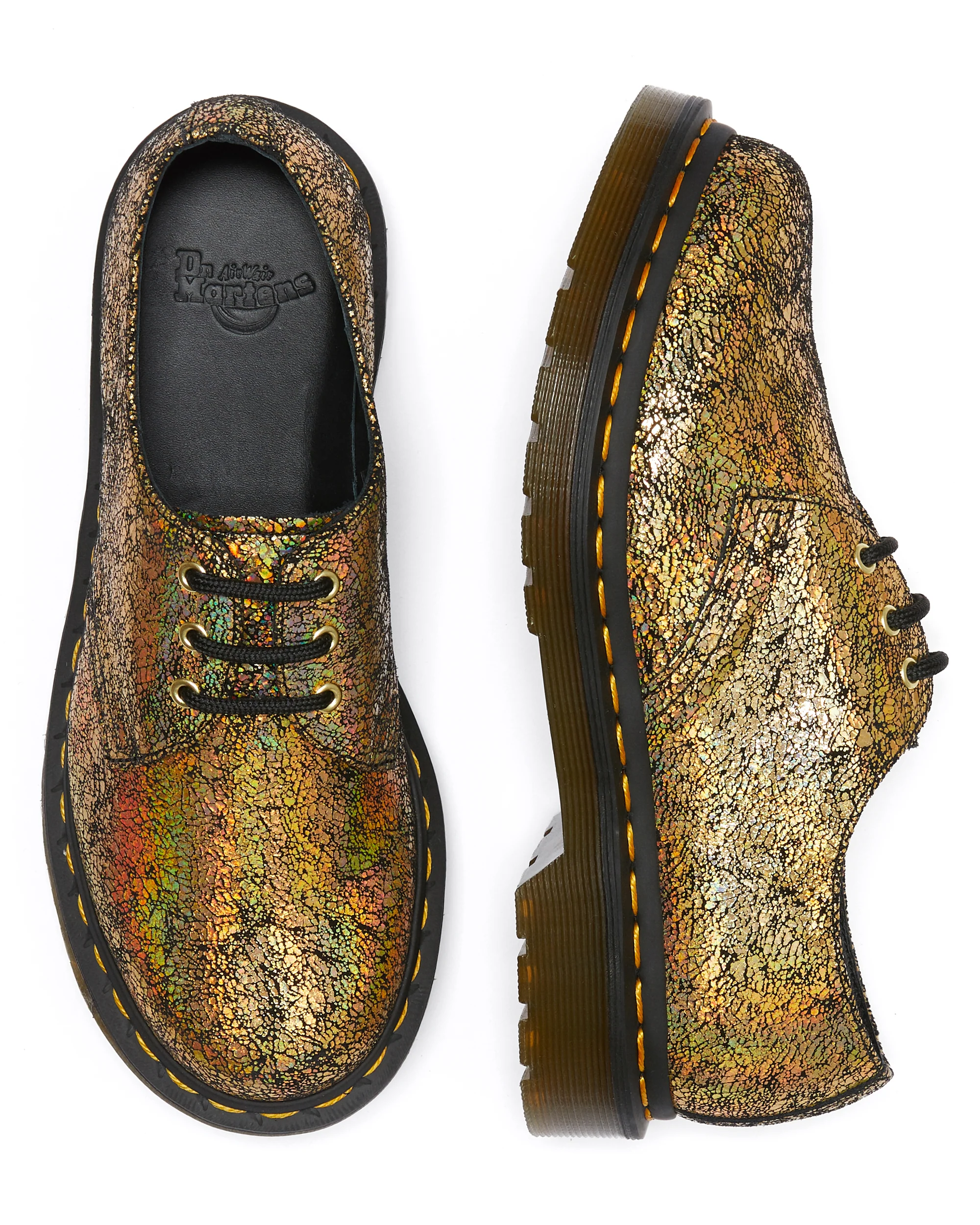 1461 Gold Iridescent Crackle Oxford Shoes - Image 8