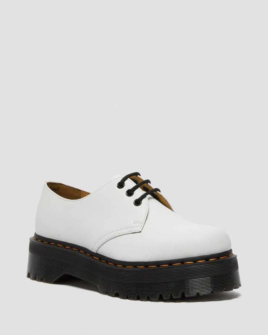 1461 White Quad Leather Platform Oxford