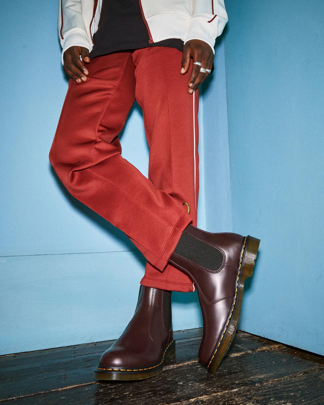 2976 Chelsea Burgundy Yellow Stitch Smooth Leather Boots - Image 2